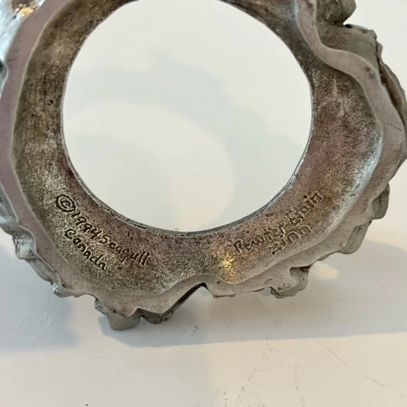 Vintage pewter holiday themed candle holder SET by Seagull Canada 1994 - Picture 9 of 14